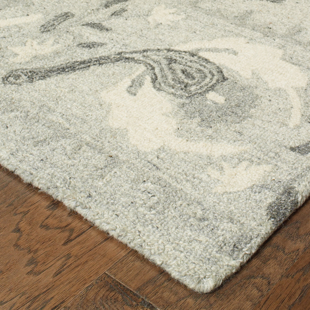 Oriental Weavers Craft 93001 Gray Rectangle Indoor Runner - Cozy Hand Tufted Floral Rug Made of 100% Wool-
