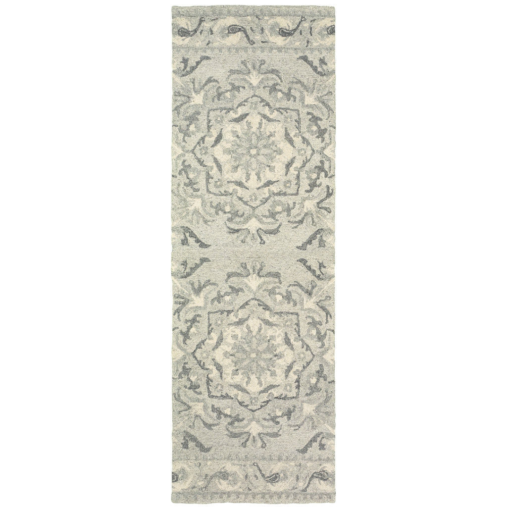 Oriental Weavers Craft 93001 Gray Rectangle Indoor Runner - Cozy Hand Tufted Floral Rug Made of 100% Wool-