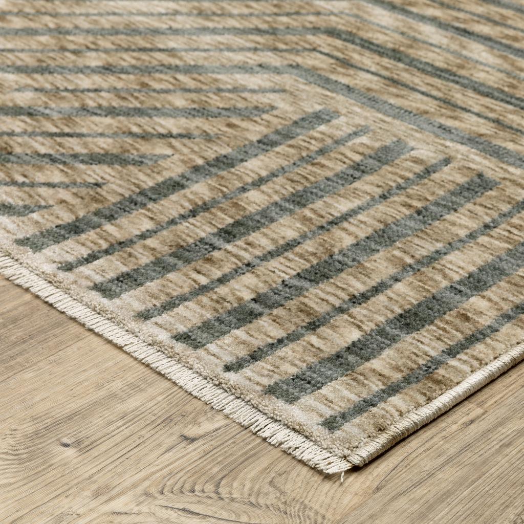 Oriental Weavers Echo ECH01 Beige Rectangle Indoor Area Rug Stripe Pattern-