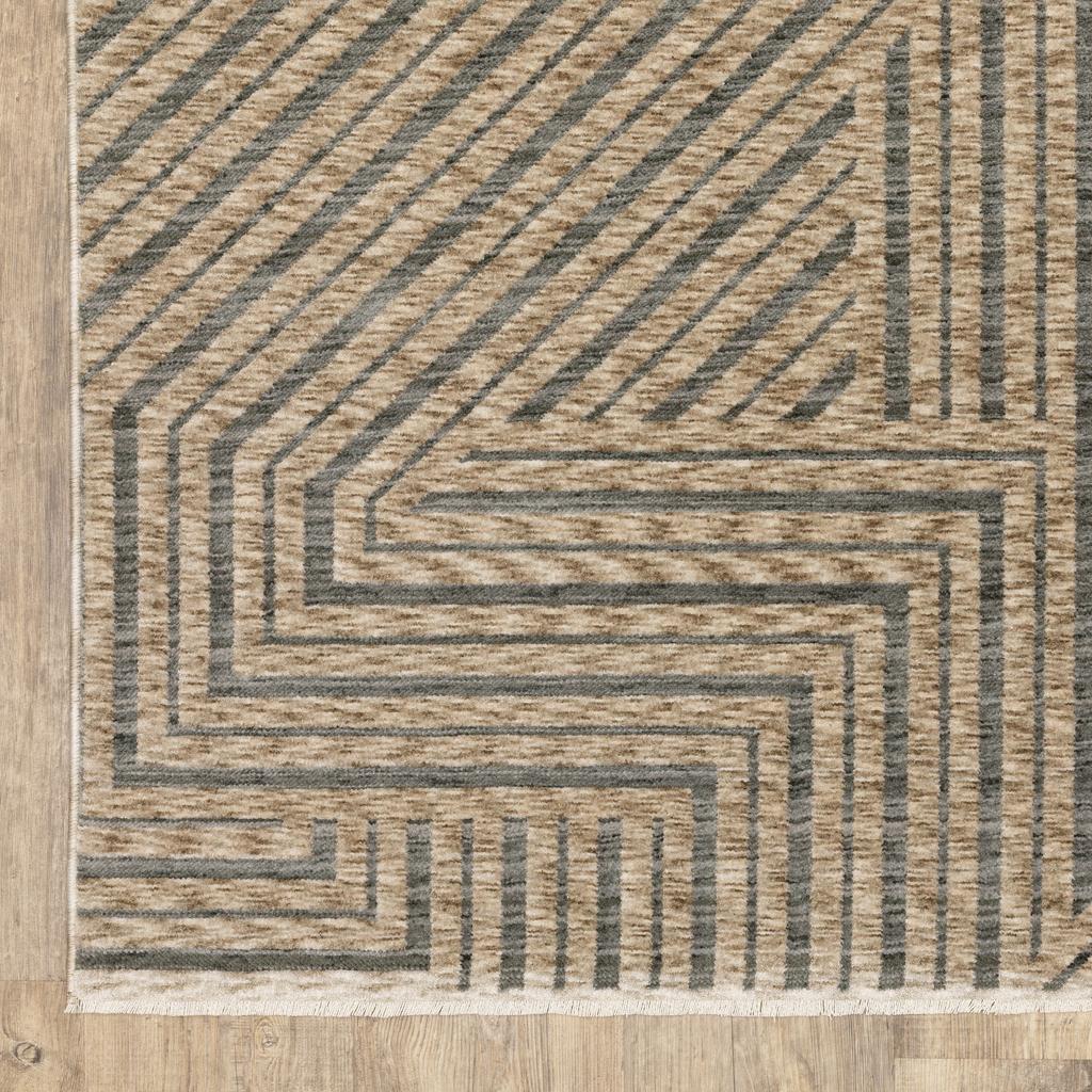 Oriental Weavers Echo ECH01 Beige Rectangle Indoor Area Rug Stripe Pattern-