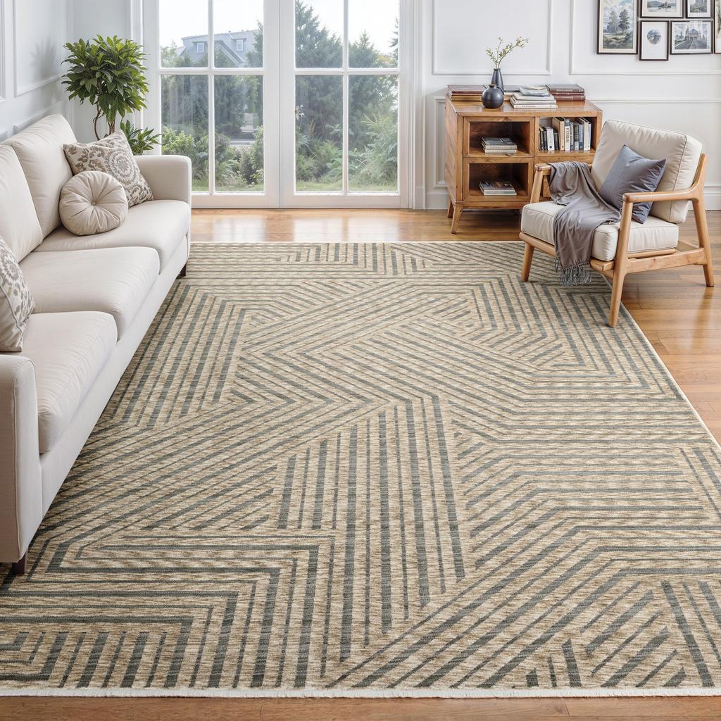 Oriental Weavers Echo ECH01 Beige Rectangle Indoor Area Rug Stripe Pattern-