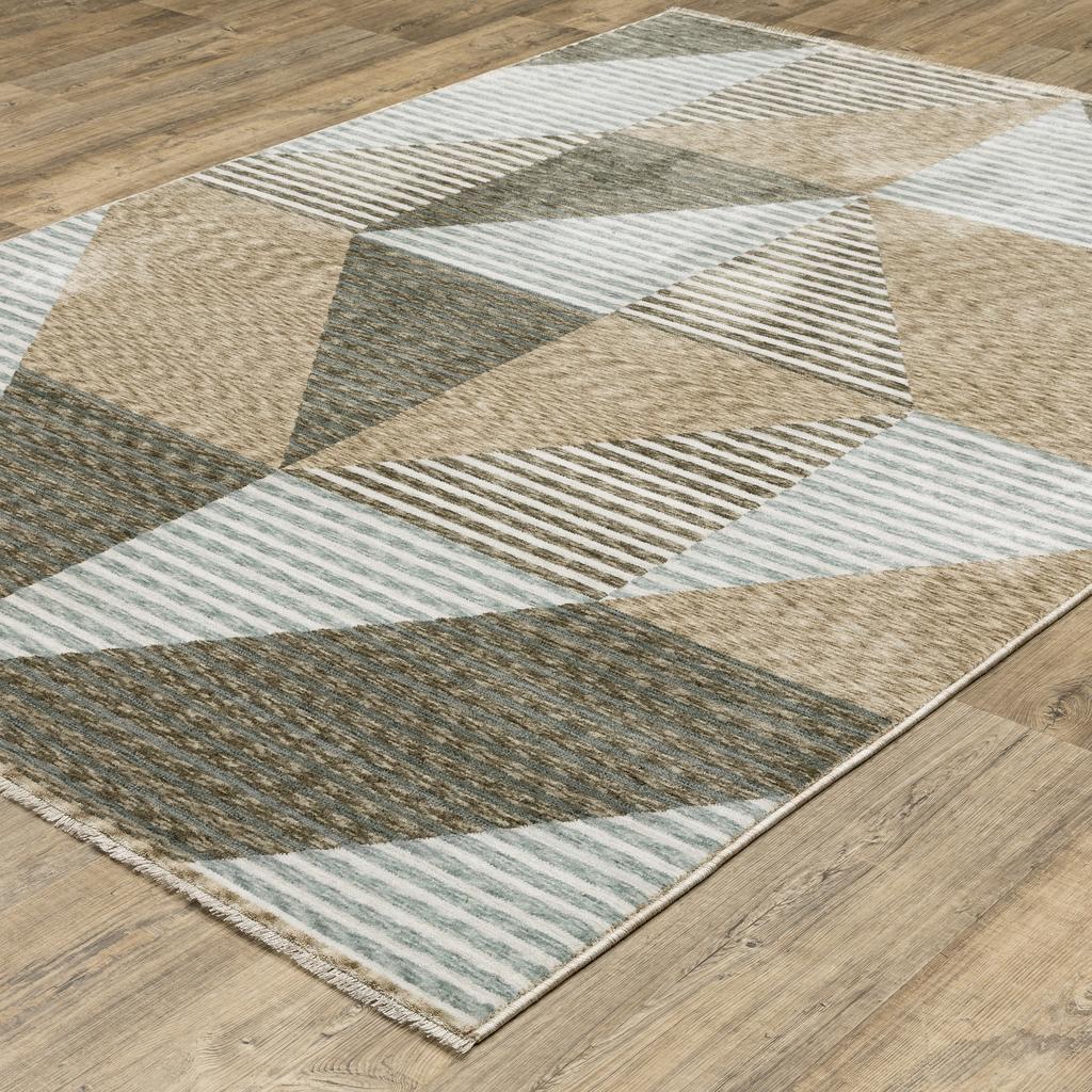 Oriental Weavers Echo ECH04 Beige Rectangle Indoor Area Rug Stripe Pattern-