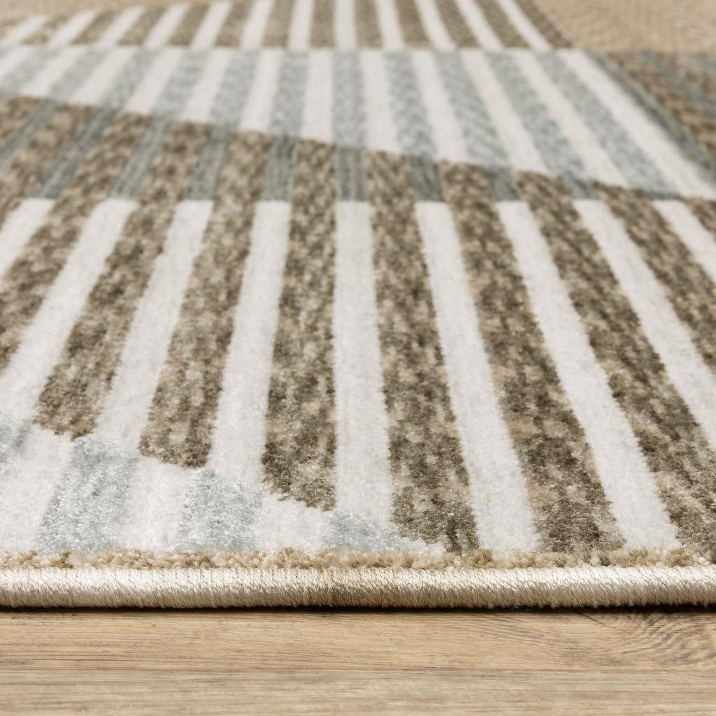 Oriental Weavers Echo ECH04 Beige Rectangle Indoor Area Rug Stripe Pattern-