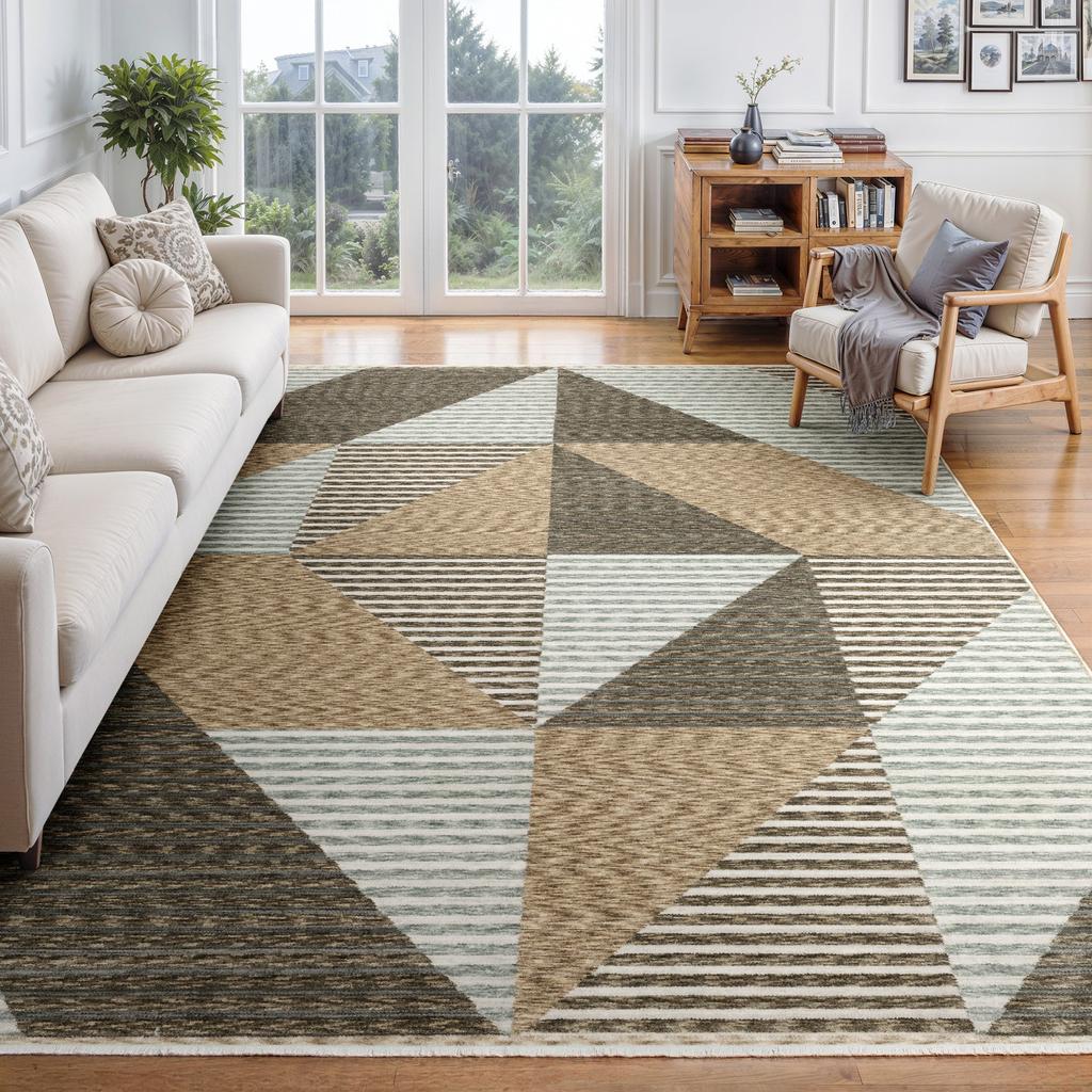 Oriental Weavers Echo ECH04 Beige Rectangle Indoor Area Rug Stripe Pattern-
