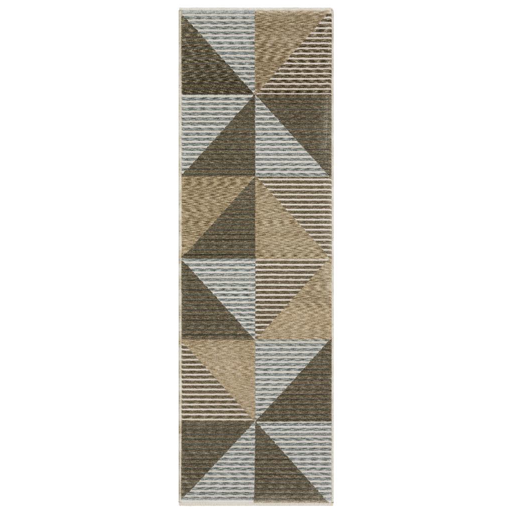 Oriental Weavers Echo ECH04 Beige Rectangle Indoor Runner Stripe Pattern-