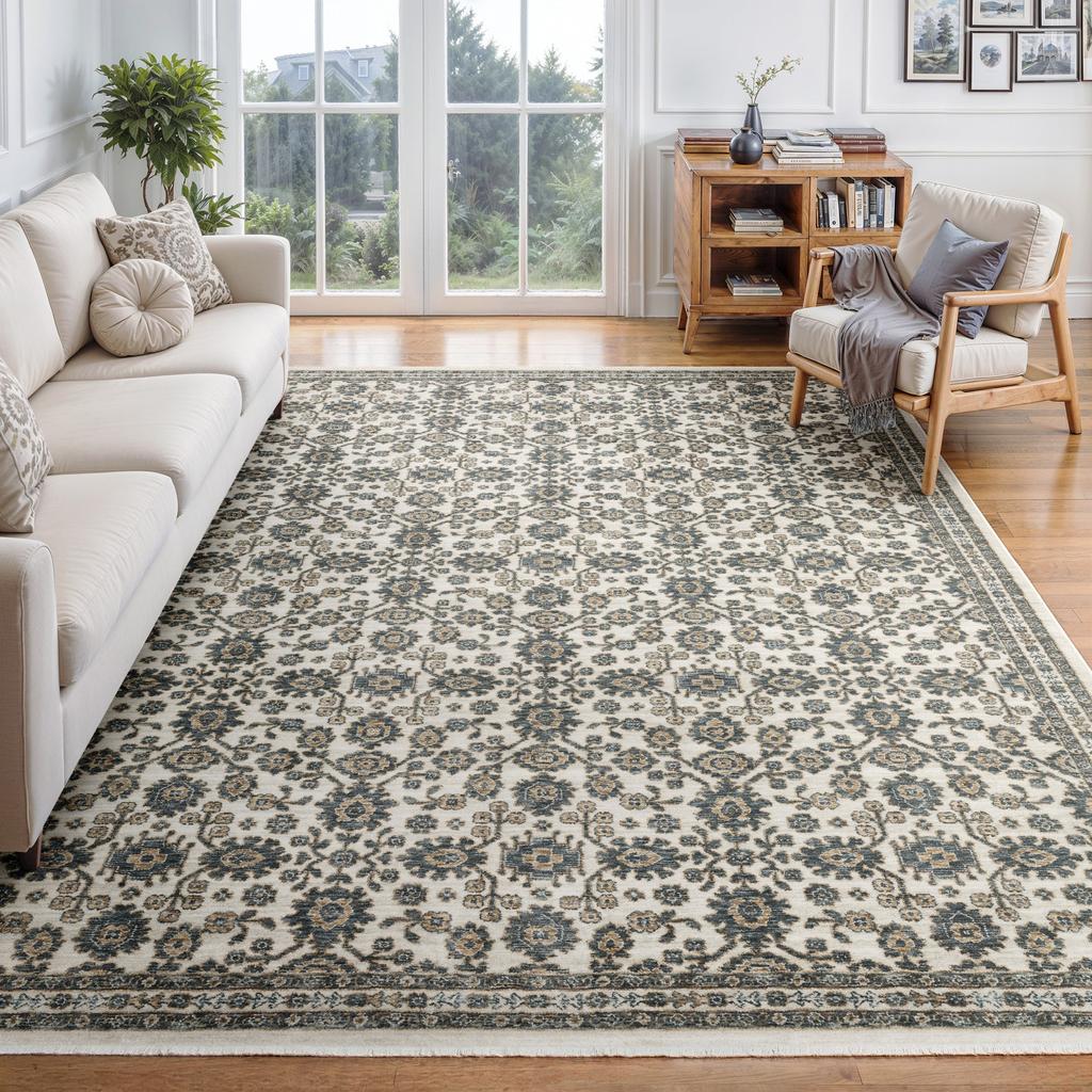 Oriental Weavers Echo ECH06 Ivory Rectangle Indoor Area Rug Floral Pattern-
