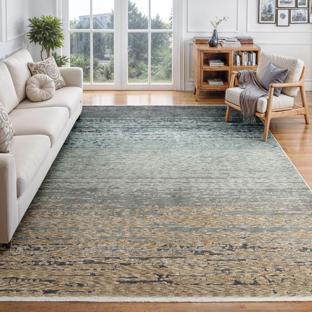 Oriental Weavers Echo ECH09 Blue Rectangle Indoor Area Rug Ombre Pattern-