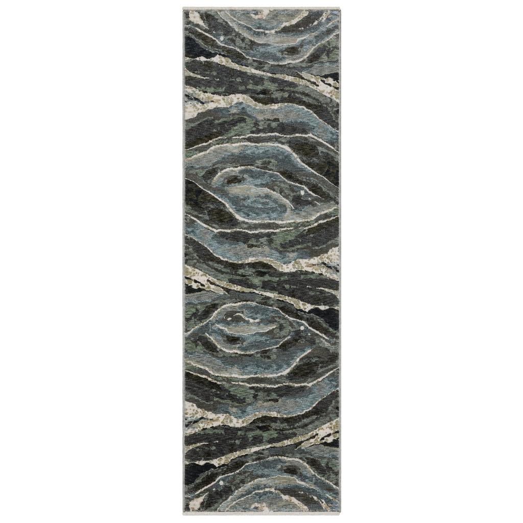 Oriental Weavers Echo ECH12 Blue Rectangle Indoor Runner Abstract Pattern-
