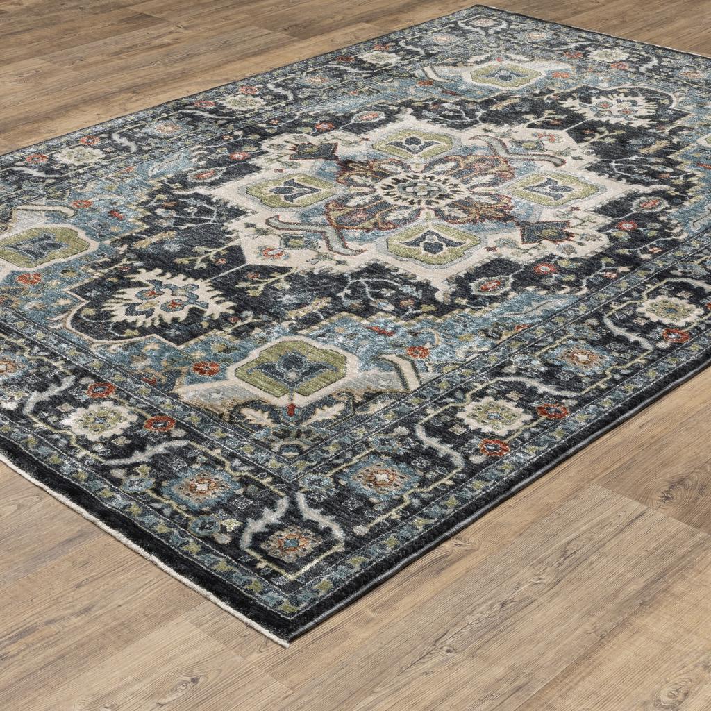 Oriental Weavers Eliana ELI09 Navy Rectangle Indoor Area Rug Oriental Pattern-