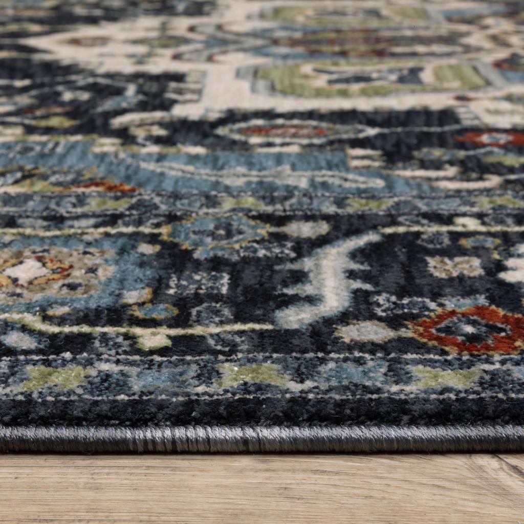 Oriental Weavers Eliana ELI09 Navy Rectangle Indoor Runner Oriental Pattern-