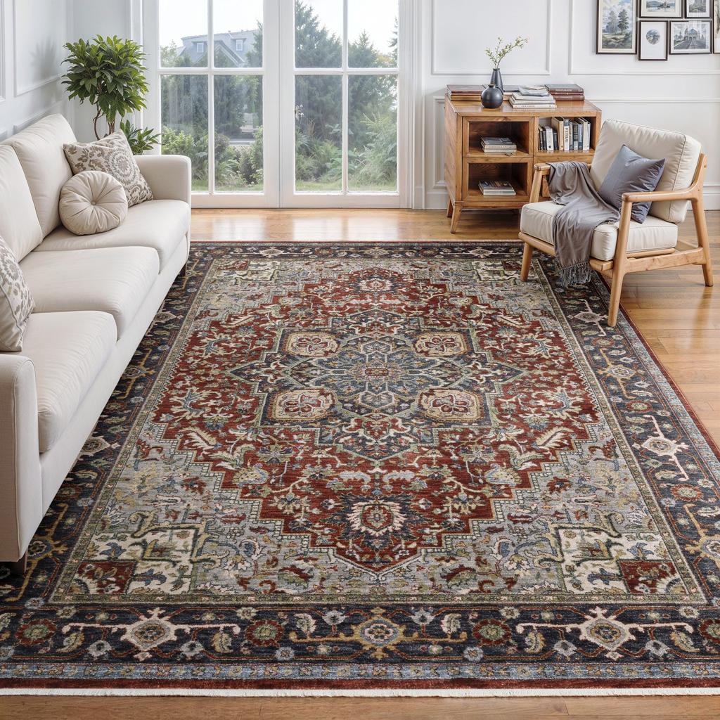 Oriental Weavers Eliana ELI11 Red Rectangle Indoor Area Rug Oriental Pattern-
