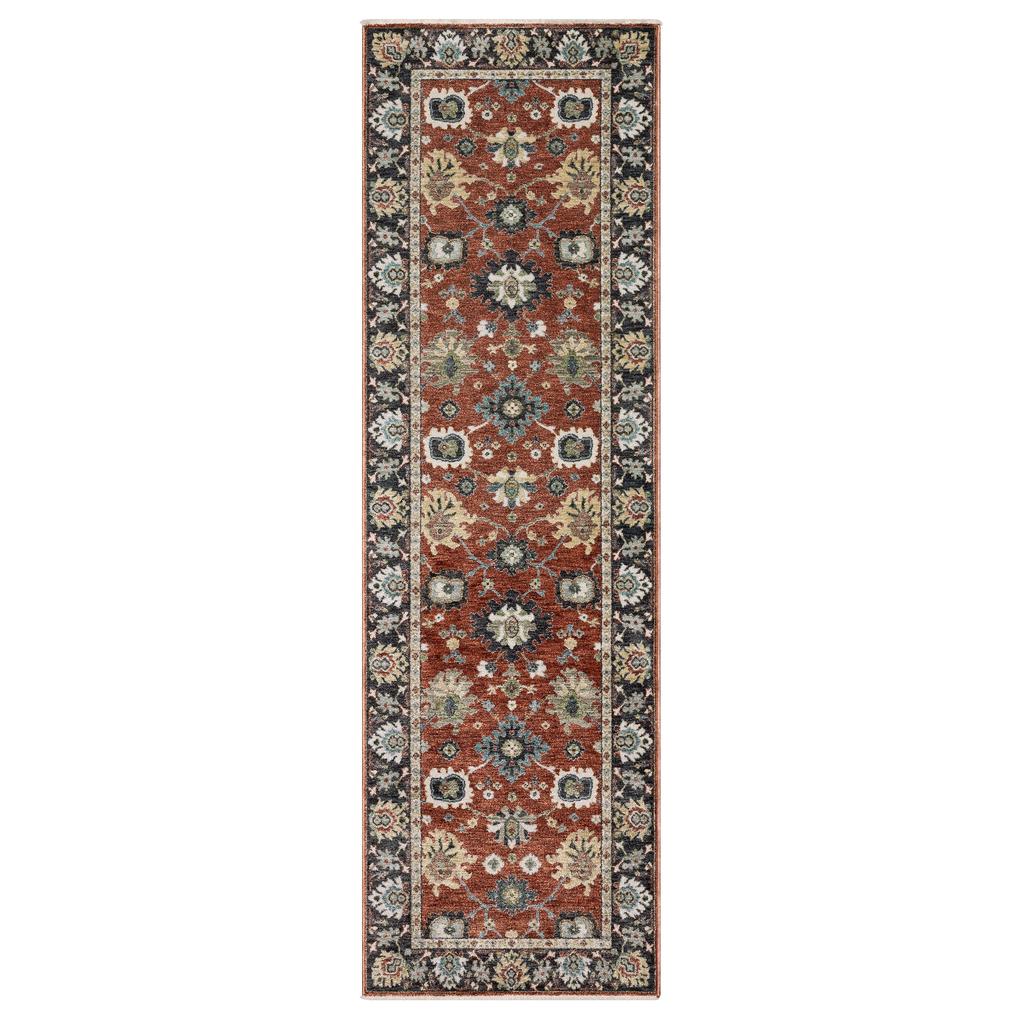 Oriental Weavers Eliana ELI12 Red Rectangle Indoor Runner Oriental Pattern-