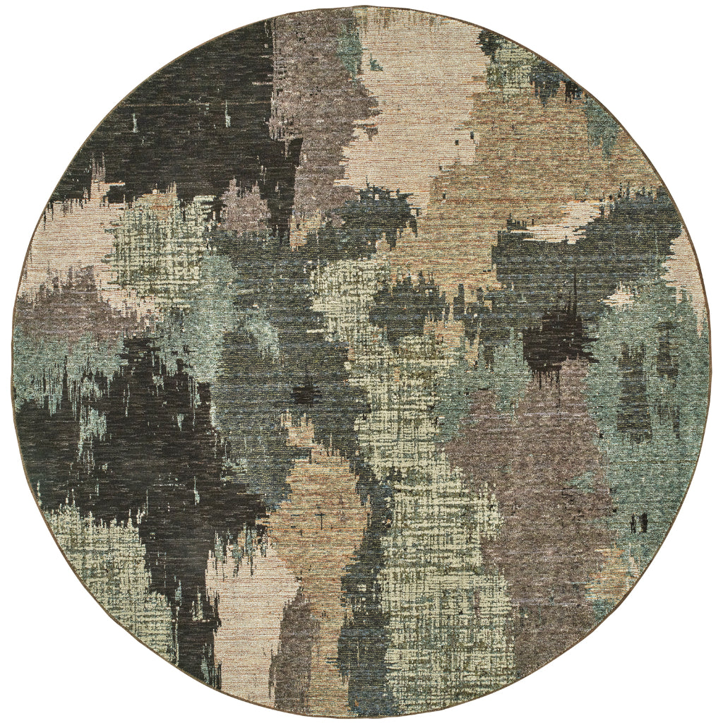 Oriental Weavers Evolution 8011B Multicolor Round Indoor Area Rug - Durable Stain Resistant Contemporary Rug with Abstract Design-