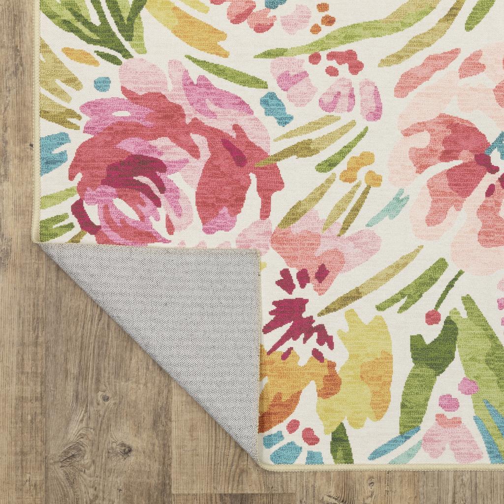 Oriental Weavers Fiji FIJ01 Beige Rectangle Indoor/Outdoor Runner Floral Pattern-