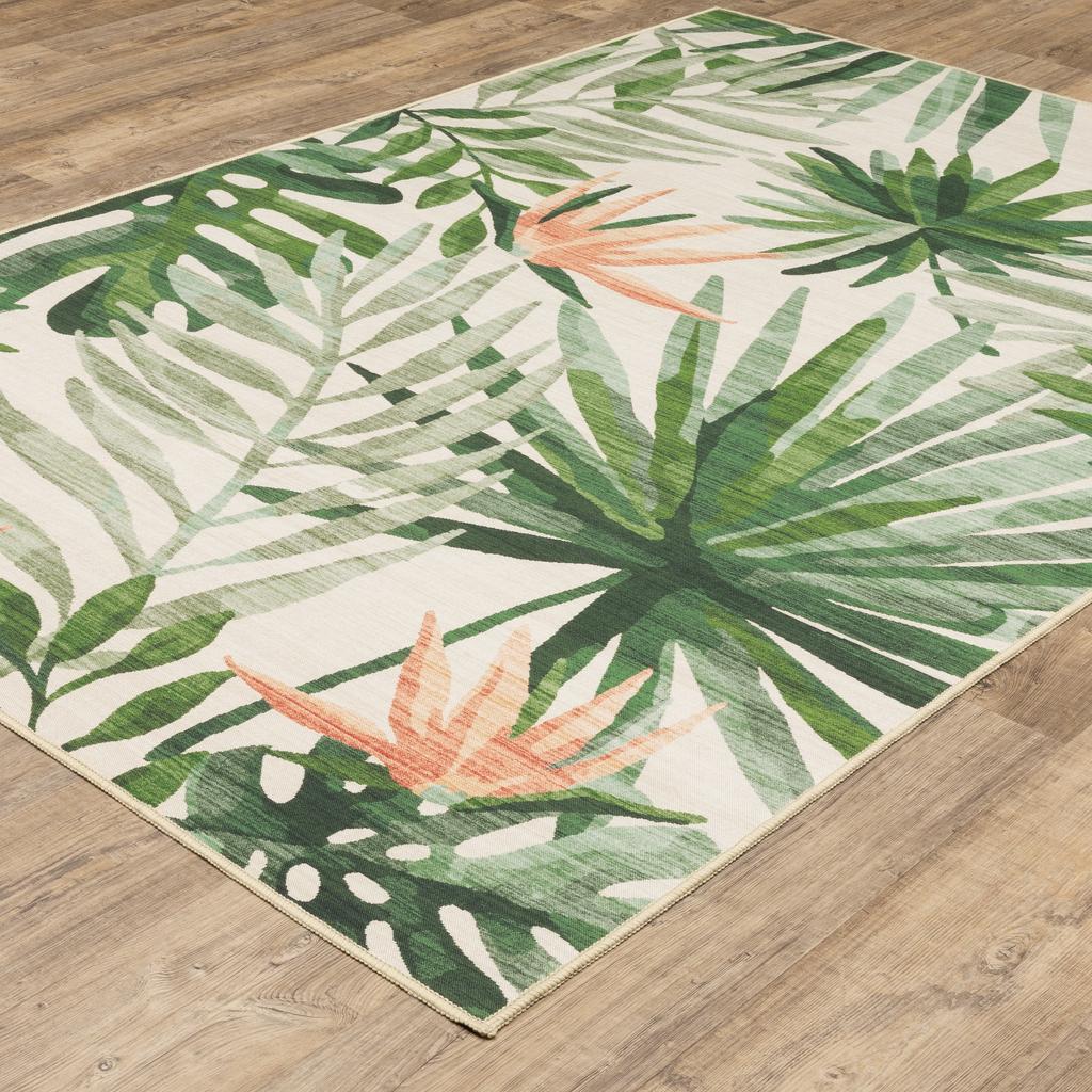 Oriental Weavers Fiji FIJ04 Beige Rectangle Indoor/Outdoor Area Rug Floral Pattern-