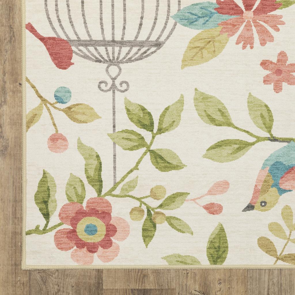 Oriental Weavers Fiji FIJ05 Beige Rectangle Indoor/Outdoor Runner Floral Pattern-