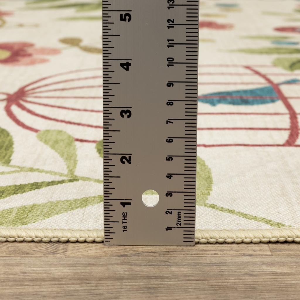 Oriental Weavers Fiji FIJ05 Beige Rectangle Indoor/Outdoor Runner Floral Pattern-