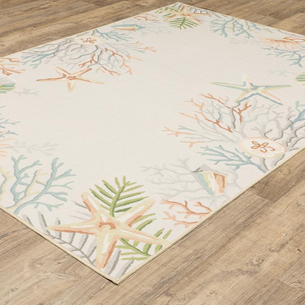 Oriental Weavers Fiji FIJ06 Beige Rectangle Indoor/Outdoor Area Rug Border Pattern-
