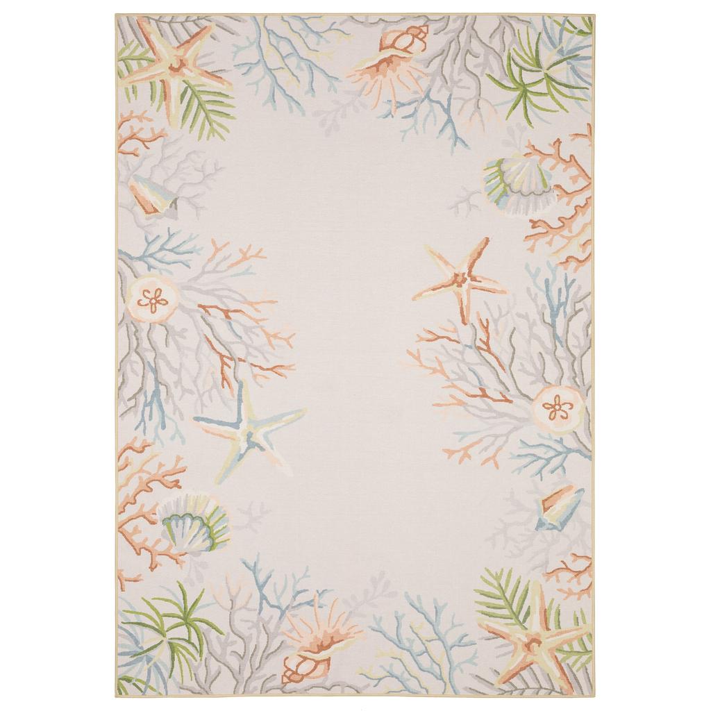 Oriental Weavers Fiji FIJ06 Beige Rectangle Indoor/Outdoor Area Rug Border Pattern-