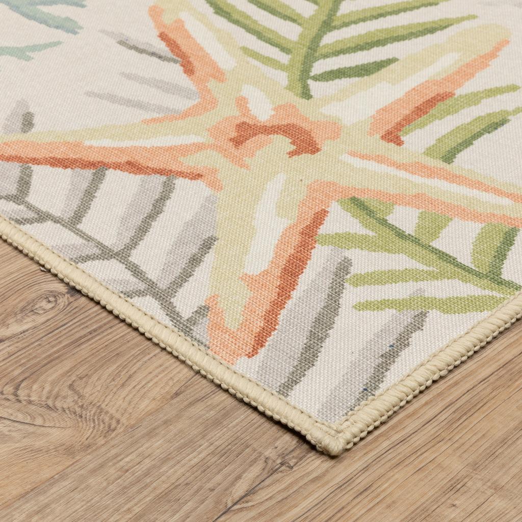 Oriental Weavers Fiji FIJ06 Beige Rectangle Indoor/Outdoor Runner Border Pattern-