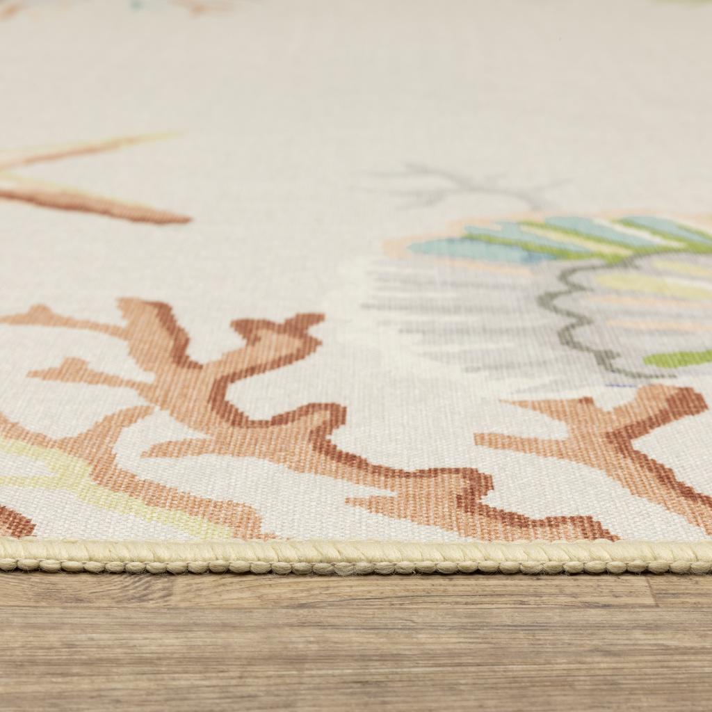Oriental Weavers Fiji FIJ06 Beige Rectangle Indoor/Outdoor Runner Border Pattern-