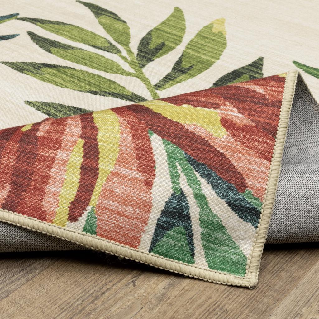 Oriental Weavers Fiji FIJ07 Beige Rectangle Indoor/Outdoor Area Rug Floral Pattern-