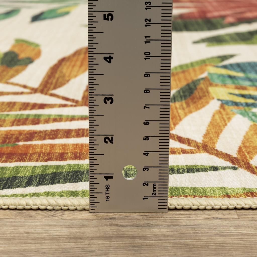 Oriental Weavers Fiji FIJ07 Beige Rectangle Indoor/Outdoor Runner Floral Pattern-