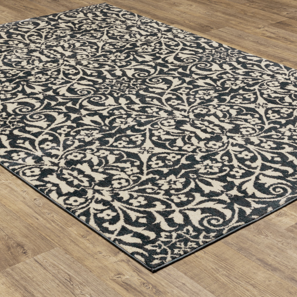 Oriental Weavers Fiona 5501B Blue Rectangle Indoor Area Rug - Stain Resistant Floral Rug-