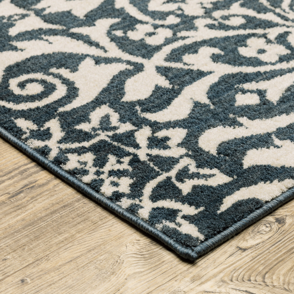 Oriental Weavers Fiona 5501B Blue Rectangle Indoor Area Rug - Stain Resistant Floral Rug-