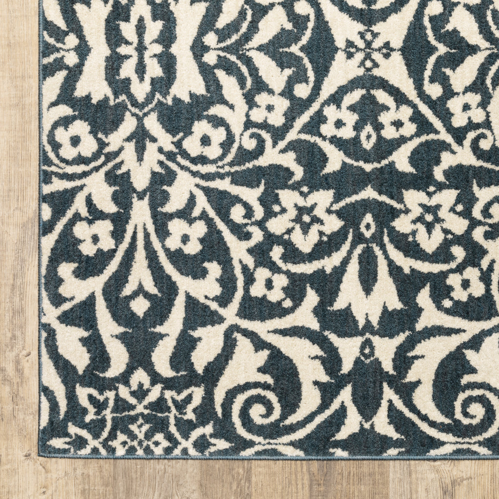Oriental Weavers Fiona 5501B Blue Rectangle Indoor Area Rug - Stain Resistant Floral Rug-