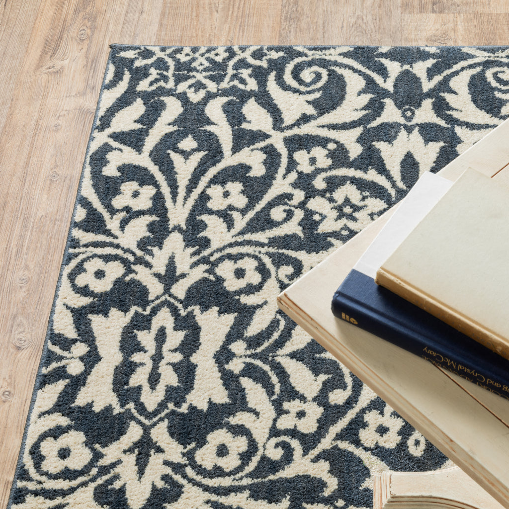 Oriental Weavers Fiona 5501B Blue Rectangle Indoor Area Rug - Stain Resistant Floral Rug-
