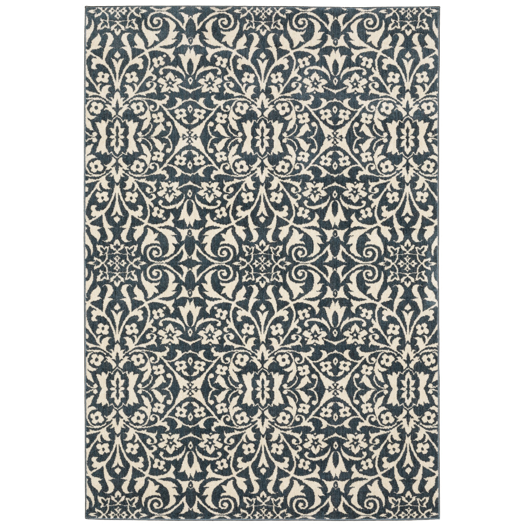 Oriental Weavers Fiona 5501B Blue Rectangle Indoor Area Rug - Stain Resistant Floral Rug-