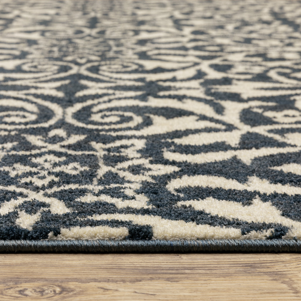 Oriental Weavers Fiona 5501B Blue Rectangle Indoor Area Rug - Stain Resistant Floral Rug-