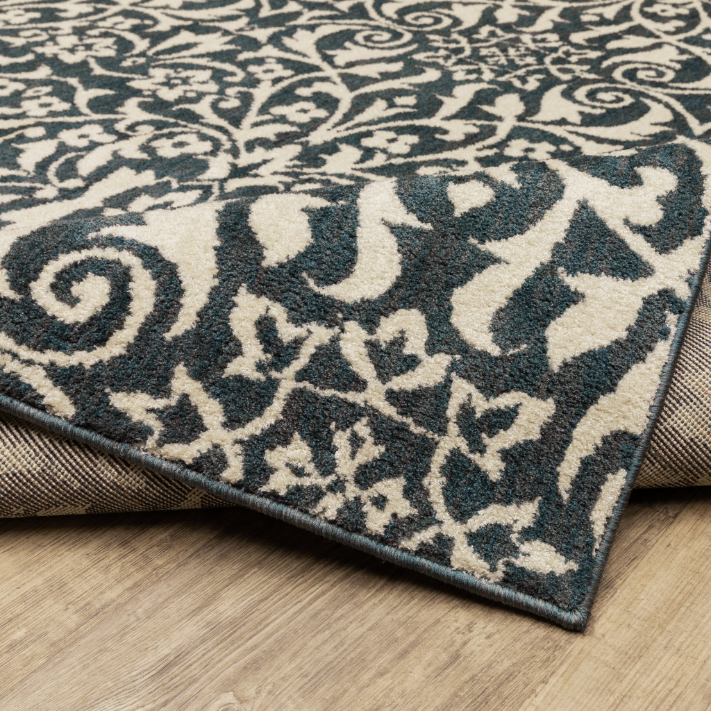 Oriental Weavers Fiona 5501B Blue Rectangle Indoor Area Rug - Stain Resistant Floral Rug-