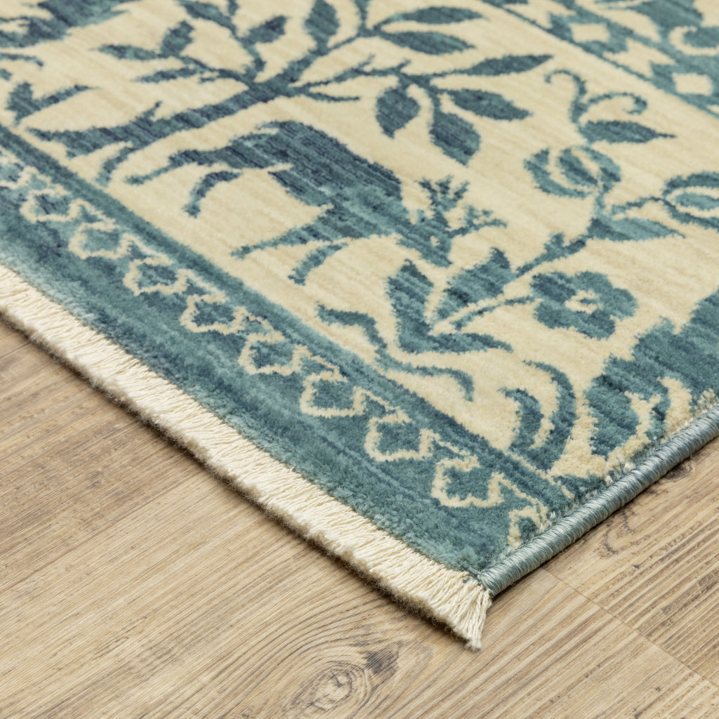 Oriental Weavers Francesca FR08H Blue Rectangle Indoor Area Rug - Stain Resistant Floral Rug-