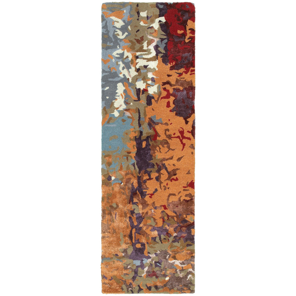 Oriental Weavers Galaxy 21904 Multicolor Rectangle Indoor Runner - Hand Tufted Abstract Rug Made of Wool & Viscose-