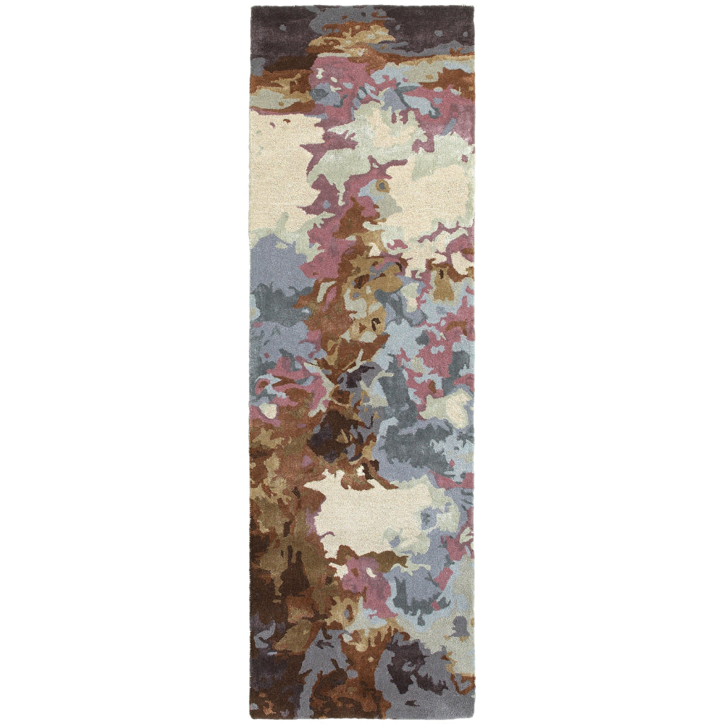 Oriental Weavers Galaxy 21905 Multicolor Rectangle Indoor Runner - Hand Tufted Abstract Rug Made of Wool & Viscose-