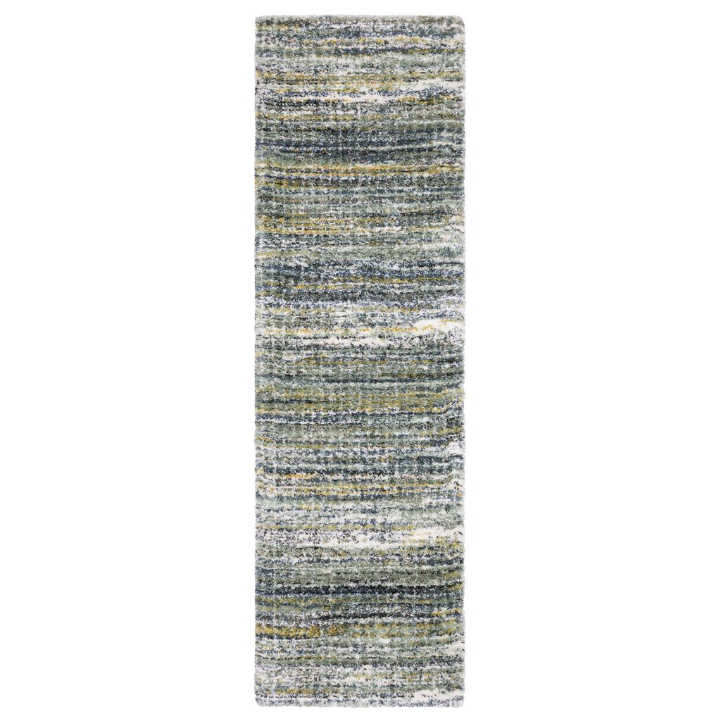 Oriental Weavers Galileo GAL07 Green Rectangle Indoor Runner Gridwork Pattern-