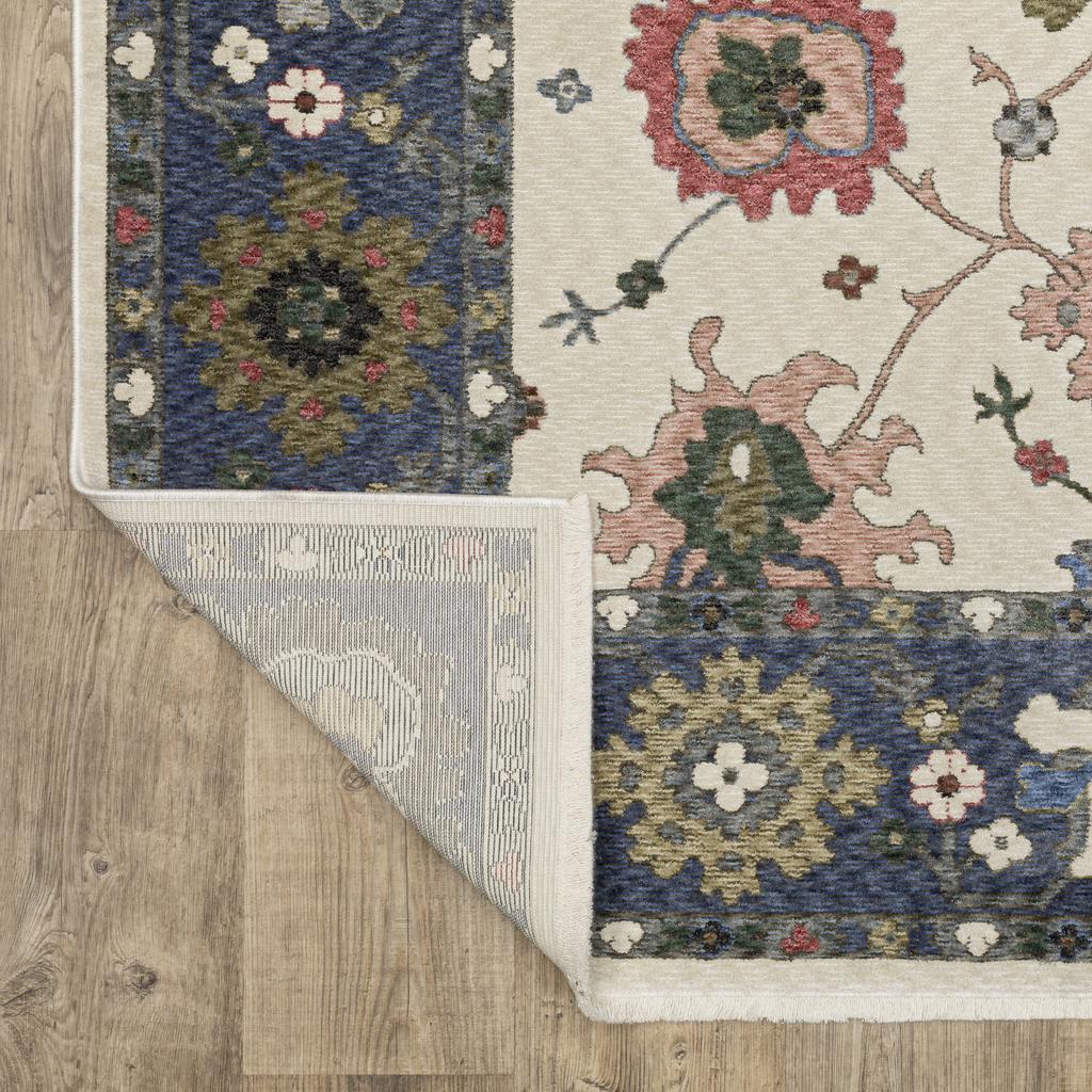 Oriental Weavers Hastings HA01E Blue Rectangle Indoor Area Rug Floral Pattern-