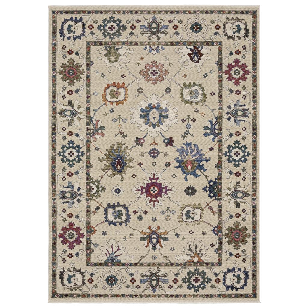 Oriental Weavers Hastings HA01W Ivory Rectangle Indoor Area Rug Floral Pattern-