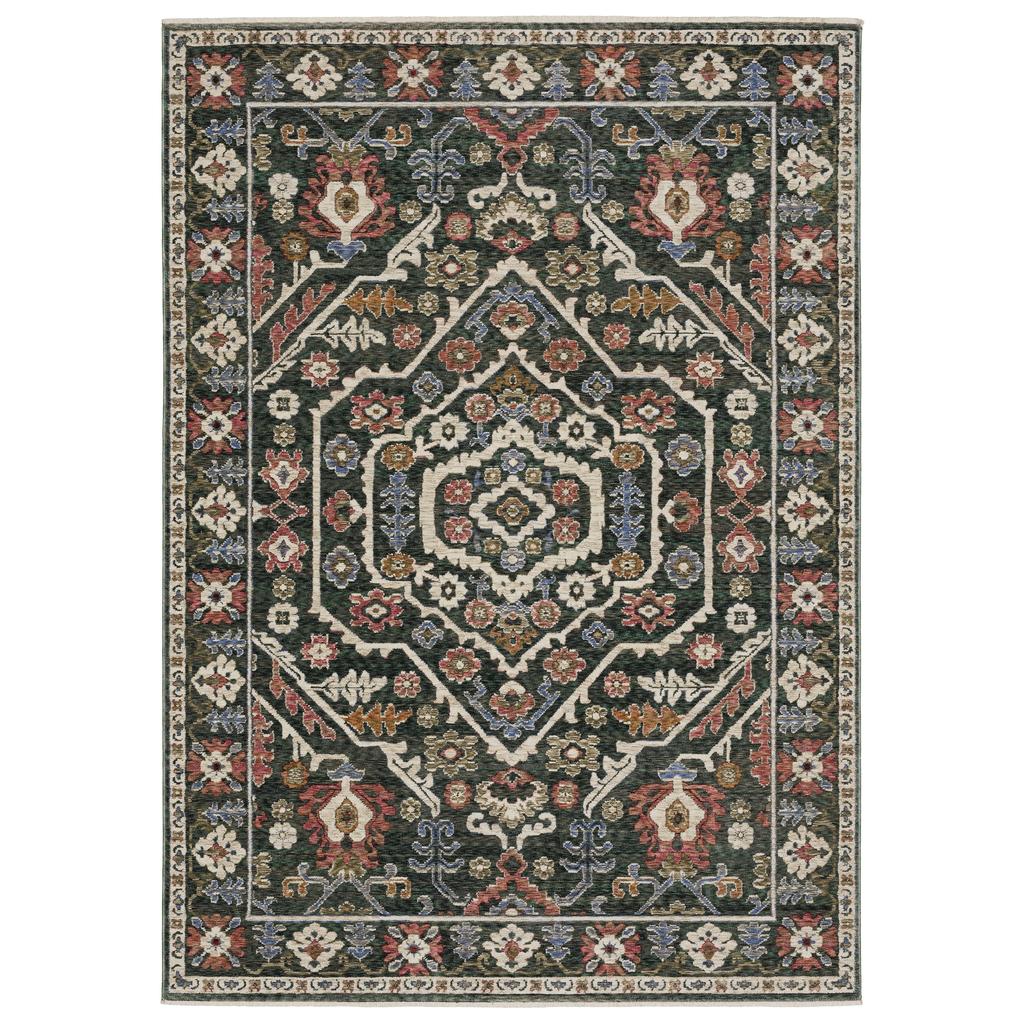 Oriental Weavers Hastings HA02B Green Rectangle Indoor Area Rug Floral Pattern-