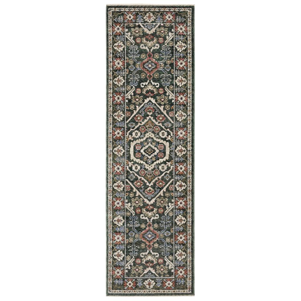 Oriental Weavers Hastings HA02B Green Rectangle Indoor Runner Floral Pattern-