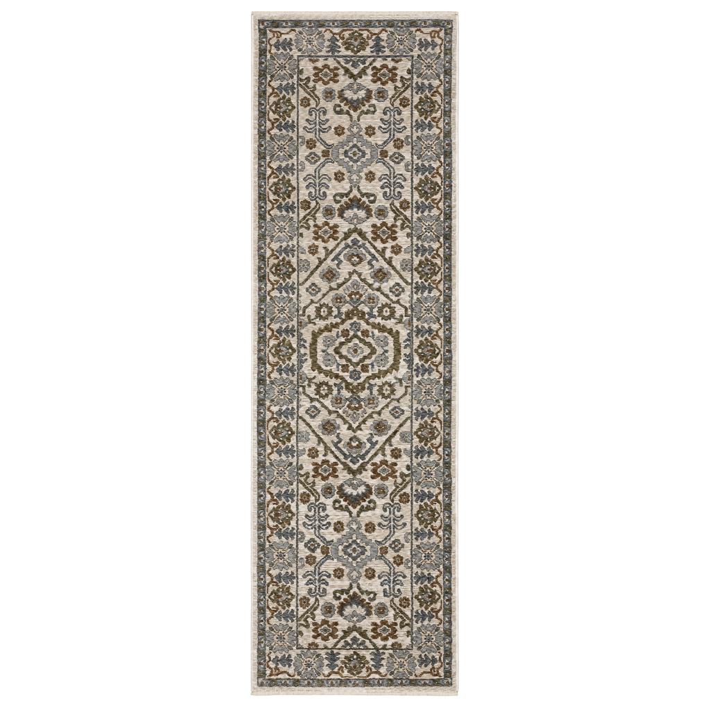 Oriental Weavers Hastings HA02I Ivory Rectangle Indoor Runner Floral Pattern-