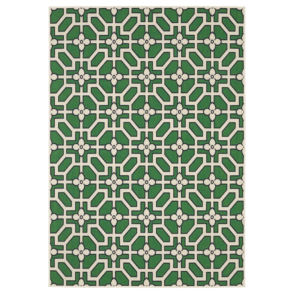 Oriental Weavers Havana HAV01 Ivory Rectangle Indoor/Outdoor Area Rug Geometric Pattern-