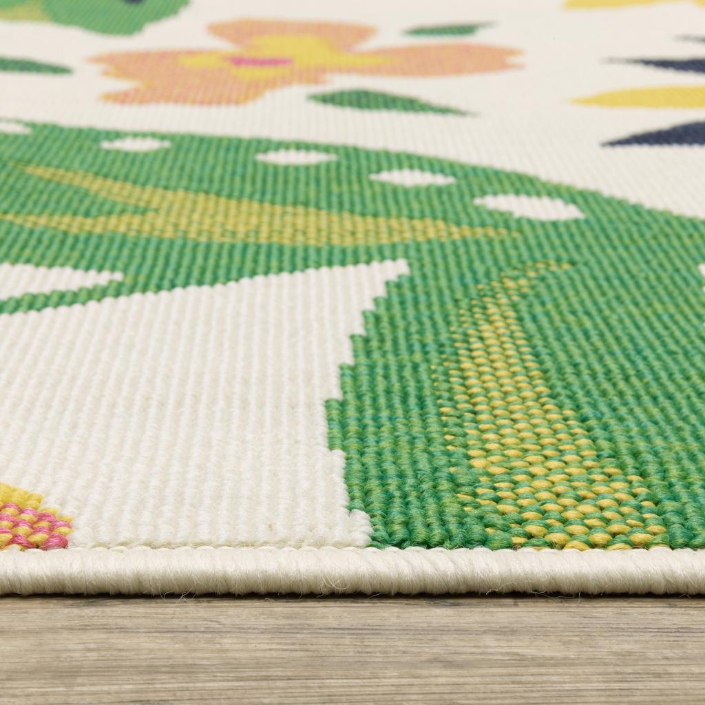 Oriental Weavers Havana HAV02 Ivory Rectangle Indoor/Outdoor Area Rug Floral Pattern-