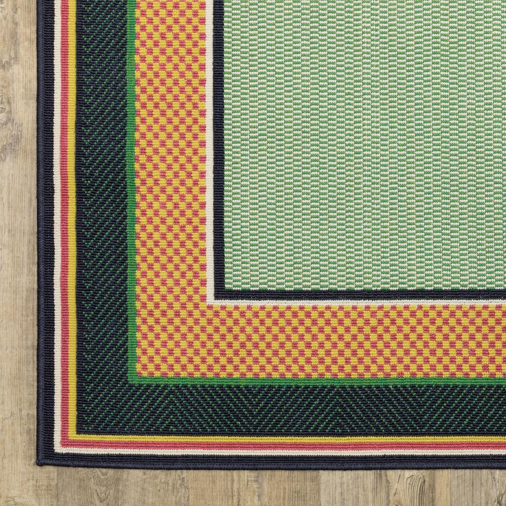 Oriental Weavers Havana HAV03 Green Rectangle Indoor/Outdoor Area Rug Border Pattern-