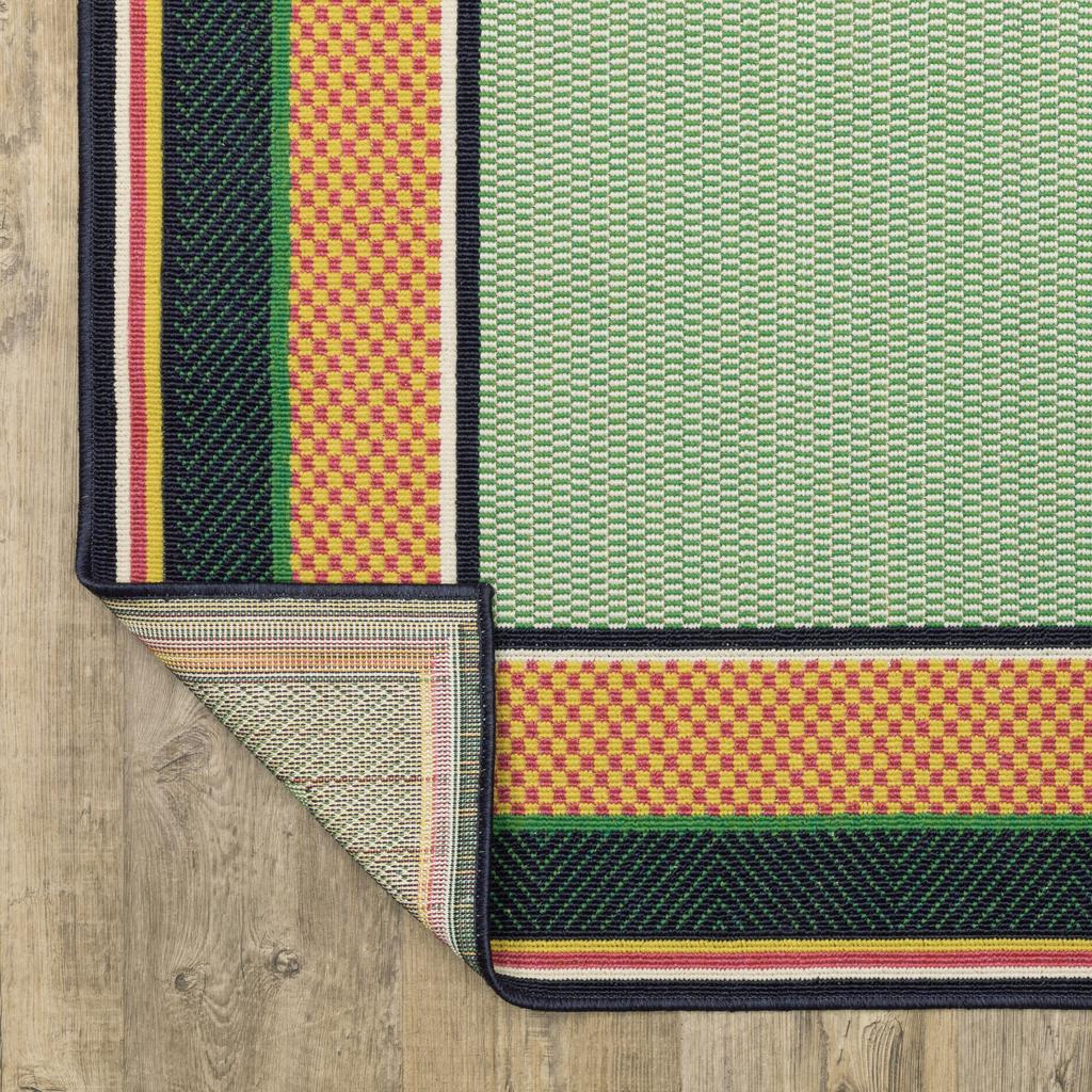 Oriental Weavers Havana HAV03 Green Rectangle Indoor/Outdoor Area Rug Border Pattern-