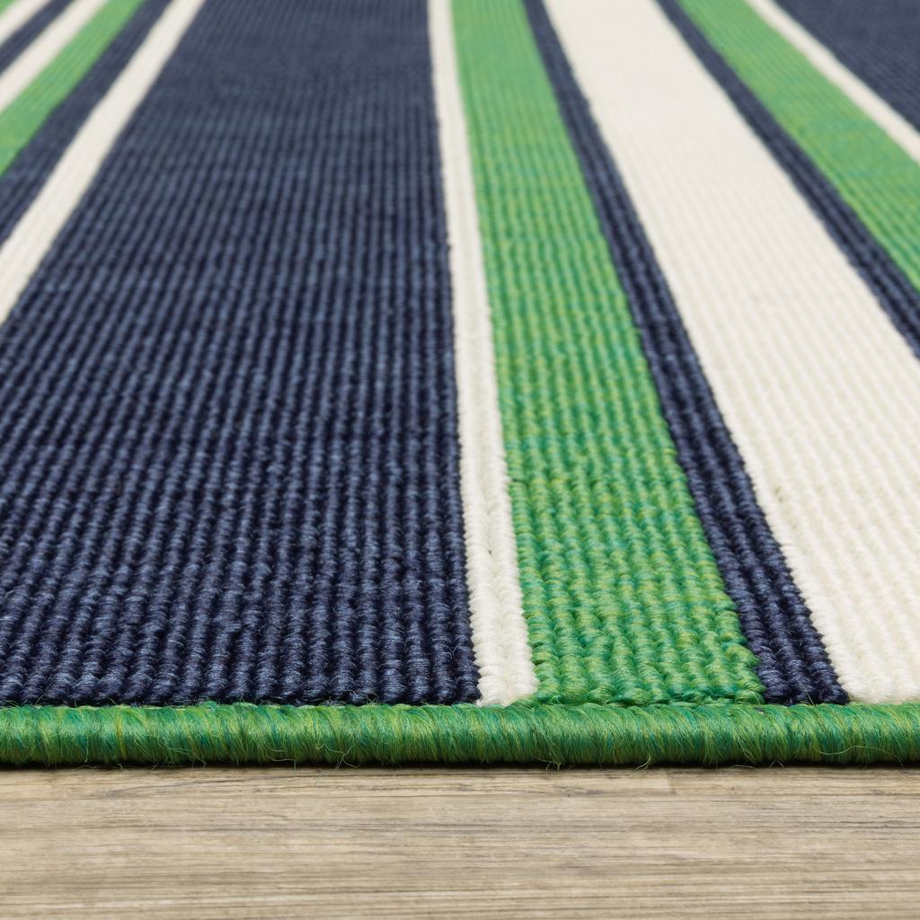 Oriental Weavers Havana HAV05 Green Rectangle Indoor/Outdoor Area Rug Stripe Pattern-