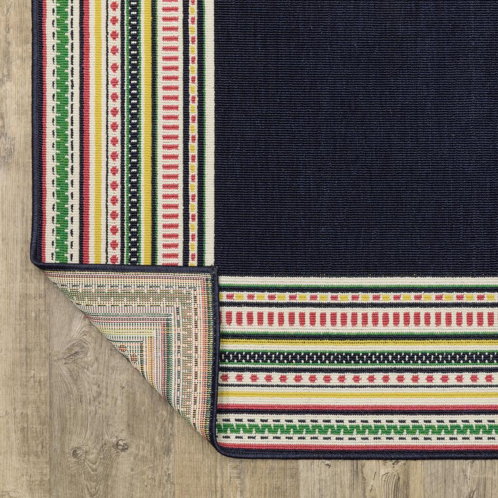 Oriental Weavers Havana HAV06 Navy Rectangle Indoor/Outdoor Area Rug Border Pattern-