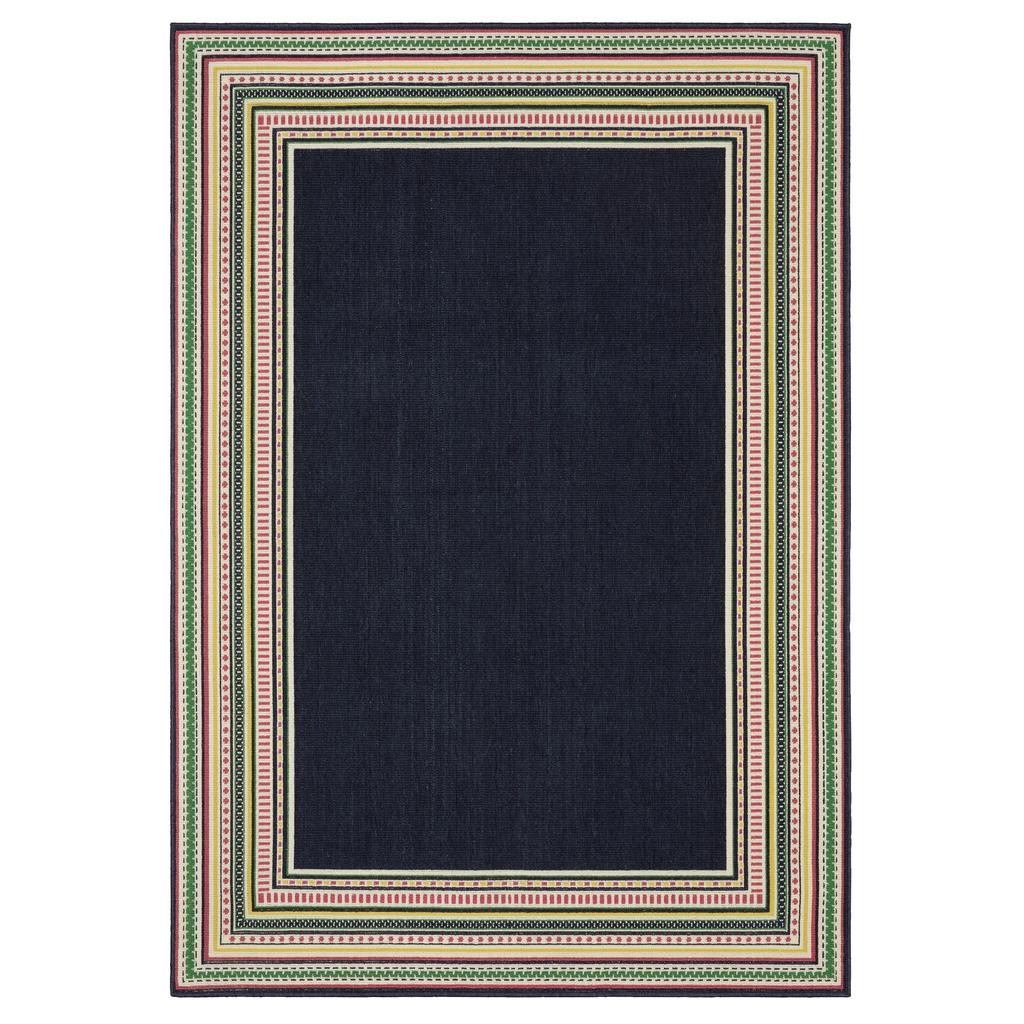 Oriental Weavers Havana HAV06 Navy Rectangle Indoor/Outdoor Area Rug Border Pattern-